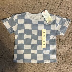 Cat & Jack Blue and White Checkered Tee